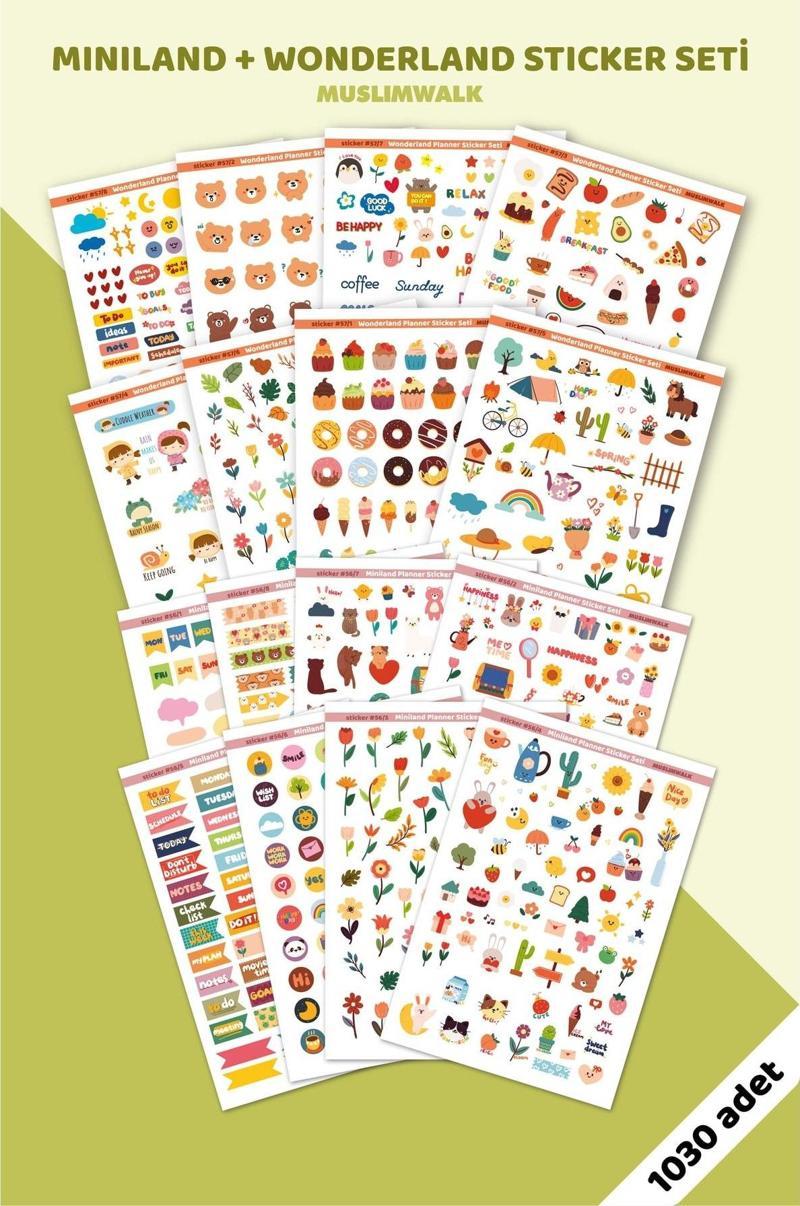 Miniland + Wonderland Planner Sticker Seti 1030 Adet - Ajanda, Defter, Planlayıcı Için Etiket Seti