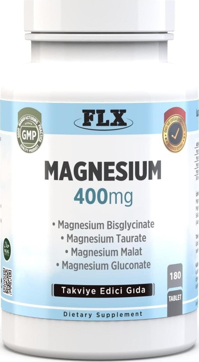 180 Tablet Magnesium Elementleri 400 Mg Magnezyum Bisglisinat Malat Taurat Glukonat