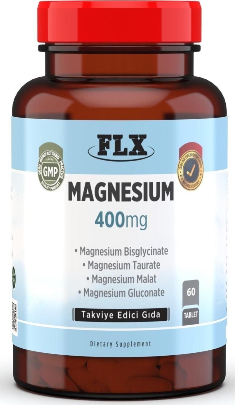 60 Tablet Magnesium Elementleri 400 Mg Magnezyum Bisglisinat Malat Taurat Glukonat