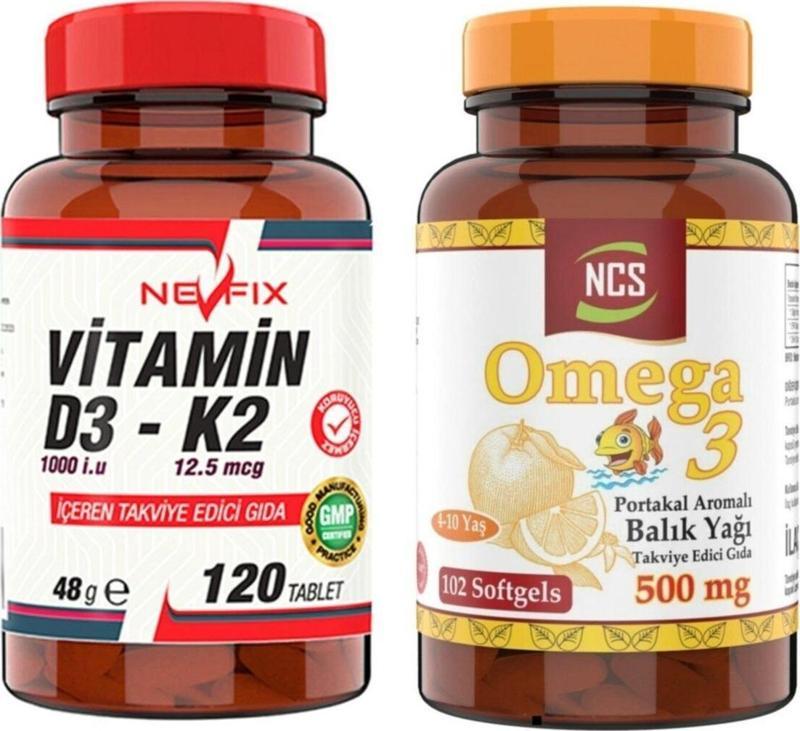 Omega 3 Portakal Aromalı Balık Yağı 102 Softgel Vitamin D3-K2