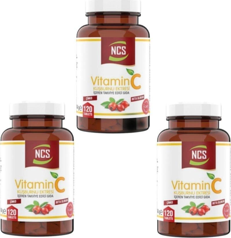 C Vitamini 1000 Mg Kuşburnu Beta Glukan Vitamin C 120 Tablet X 3 Kutu 360 Tablet