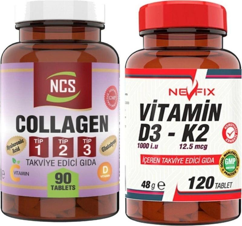 Nc Collagen Tip 1-2-3 90 Tablet & Nevfix Vitamin D3-K2 12