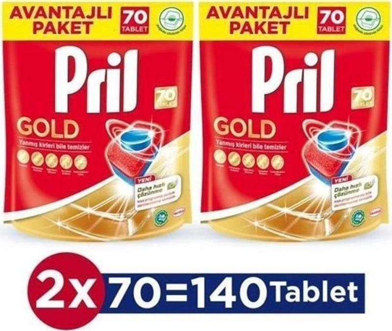 Gold 140 Yıkama Bulaşık Makinesi Deterjanı Tableti (2 x 70'li Paket)