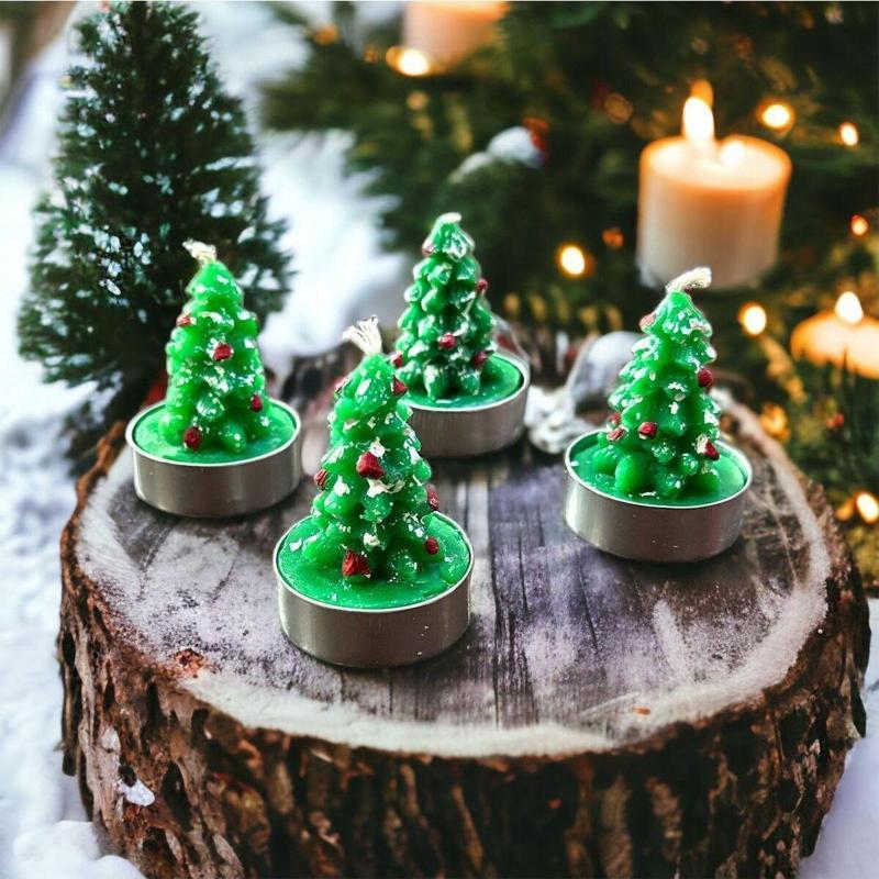 4 Pcs Mını Pıne Tree Candle Vıp Kalite Yılbaşı Mumu 4 Adet Çam Ağaçlı Mum Gerçek Mum Çam Ağacı Mum