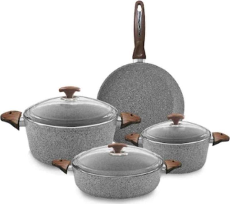 3105/g Tencere Seti Granit Gri 7 Parça