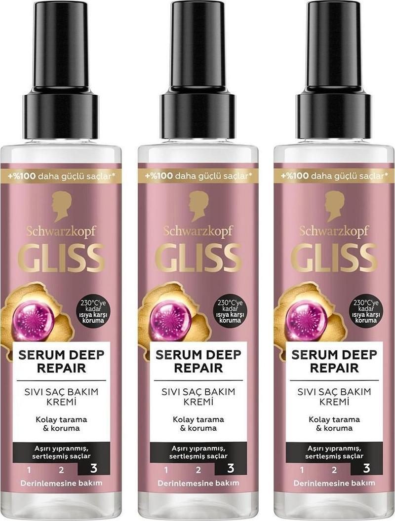 Serum Deep Repair Onarıcı Durulanmayan Sıvı Saç Kremi 200 ml x 3 Adet