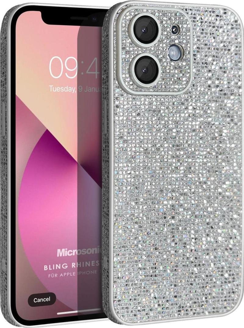 Apple iPhone 11 Kılıf Bling Rhinestones Gümüş