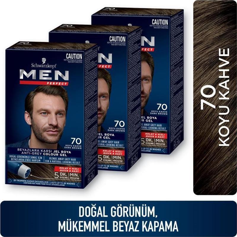 Men Perfect Saç Boyası 70 Koyu Kahve X 3 Adet