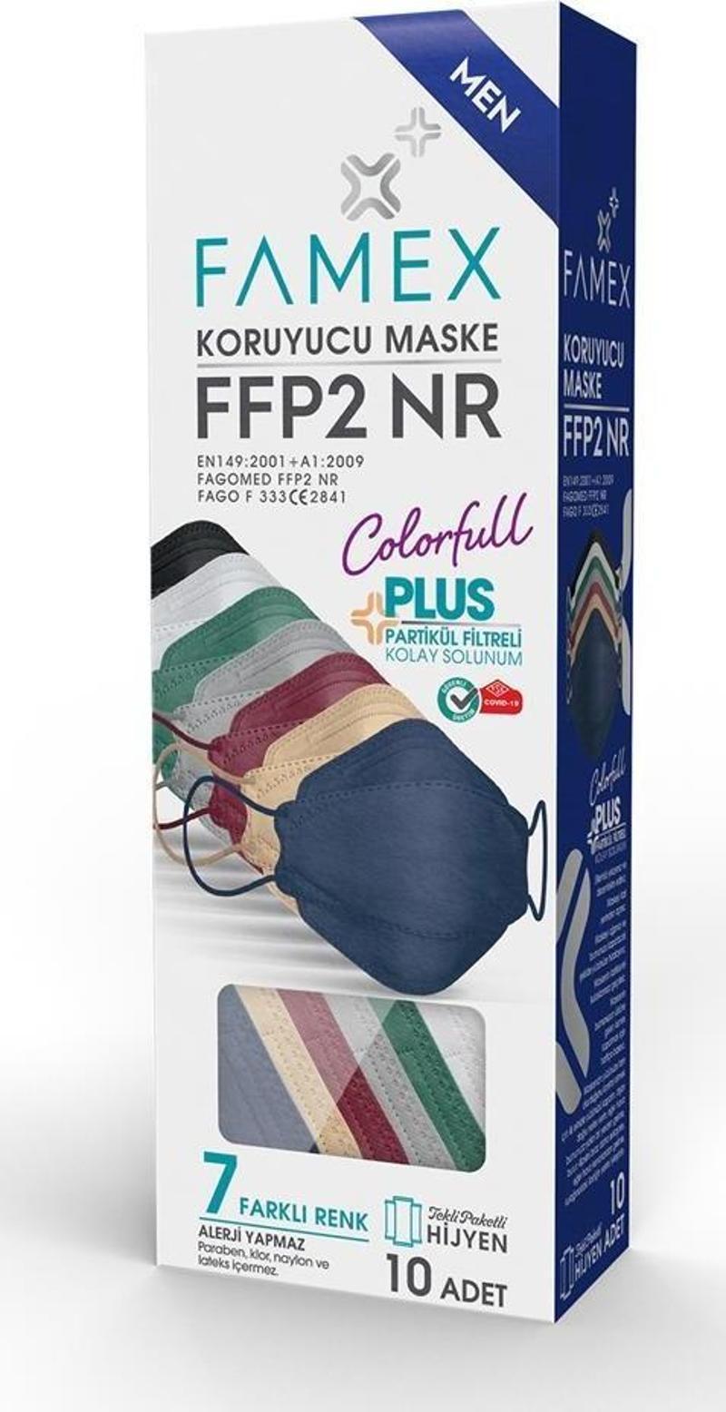 N95 FFP2 KORUYUCU MASKE ERKEK KARIŞIK RENKLİ 10 ADET TEKLİ PAKET FİSH MODELİ