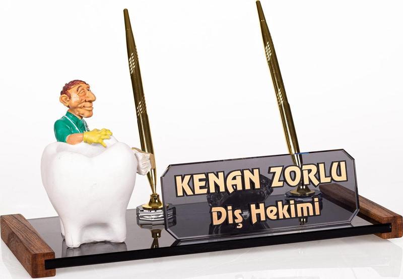 Diş Hekimi Biblolu Masa İsimliği Hediye Masaüstü Kristal İsimlik