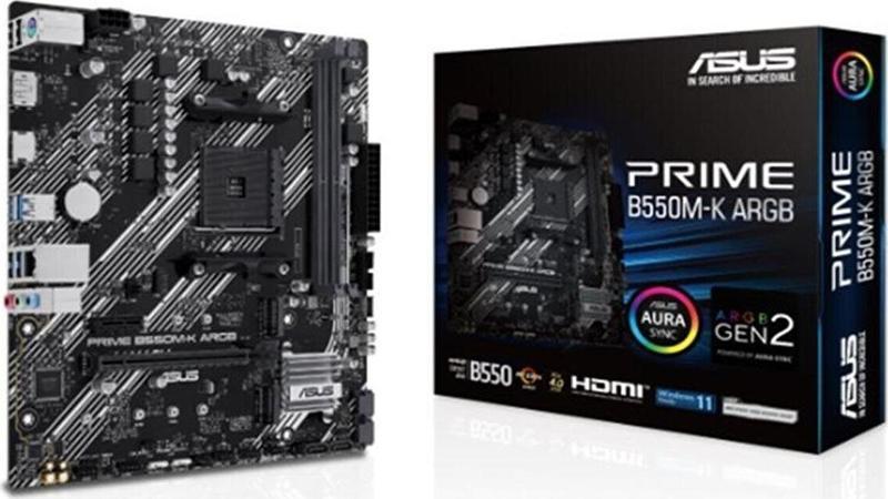 Prime B550M-K Argb 5100Mhz (Oc) Ddr4 Soket Am4 M.2 Hdmi Matx Amd Anakart