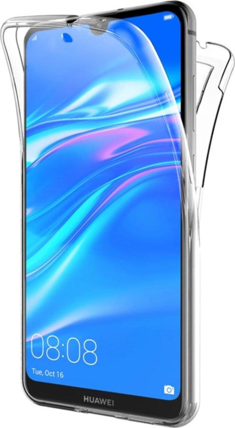 Huawei Y6 2019 360 Derece Kılıf Kristal Silikon Şeffaf Ön Arka