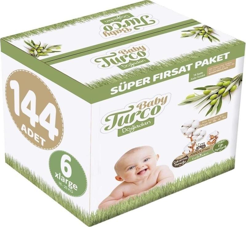 Bebek Bezi Doğadan Beden:6 (16 - 25 Kg) Xlarge 144 Adet Süper Fırsat Pk