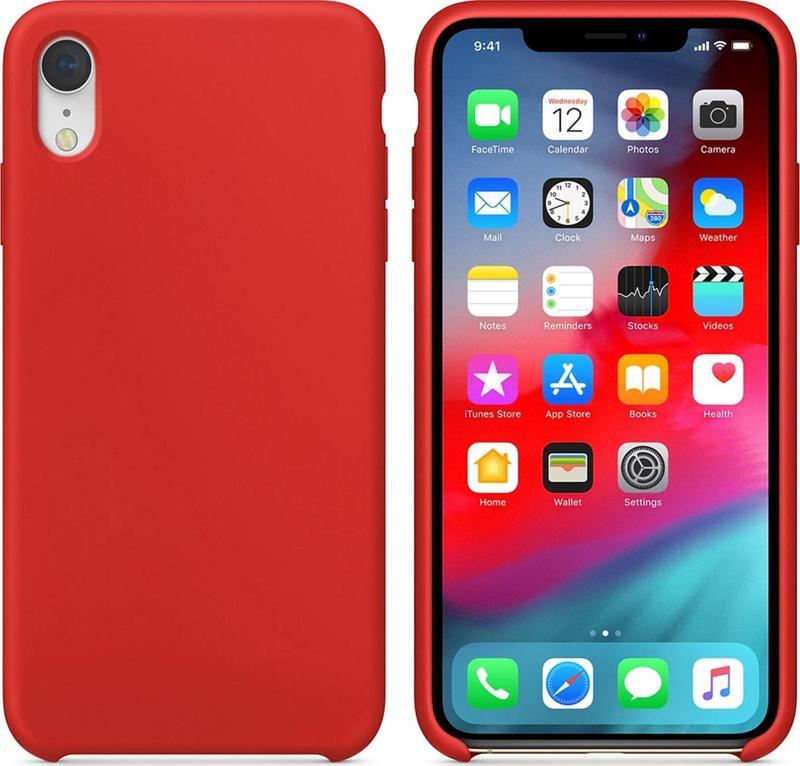 Apple iPhone XR Kılıf Liquid Lansman Silikon Kırmızı