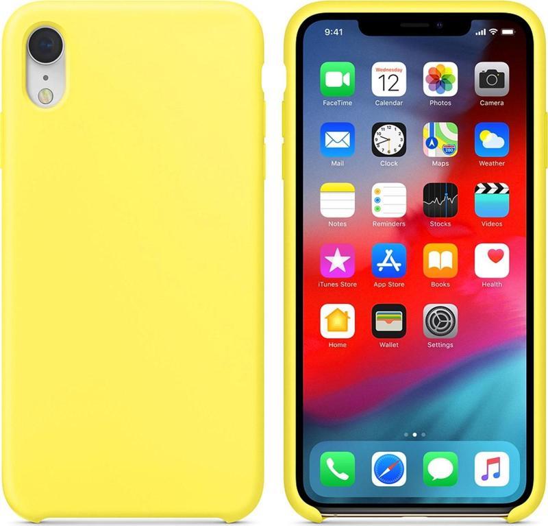 Apple iPhone XR Kılıf Liquid Lansman Silikon Güneş Sarısı