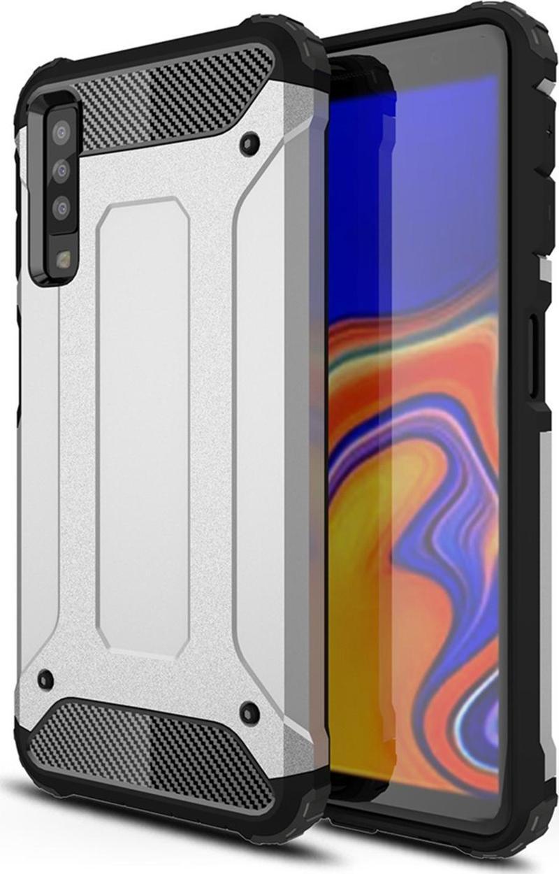 Samsung Galaxy A7 2018 Kılıf Rugged Armor Gümüş
