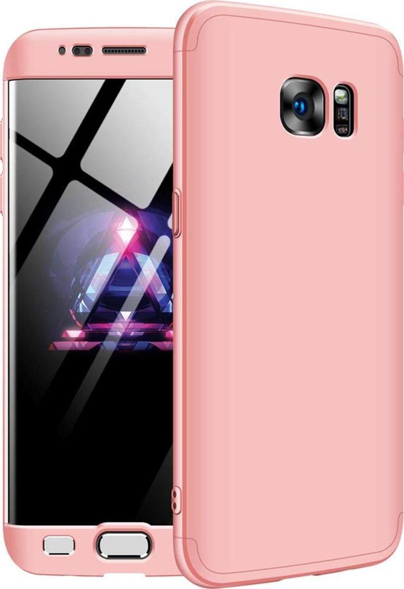 Samsung Galaxy S7 Edge Kılıf Double Dip 360 Protective Rose Gold
