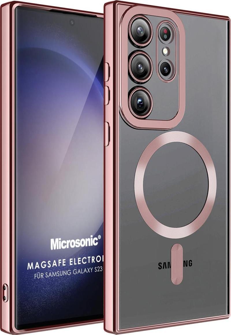 Samsung Galaxy S23 Ultra Kılıf MagSafe Luxury Electroplate Rose Gold