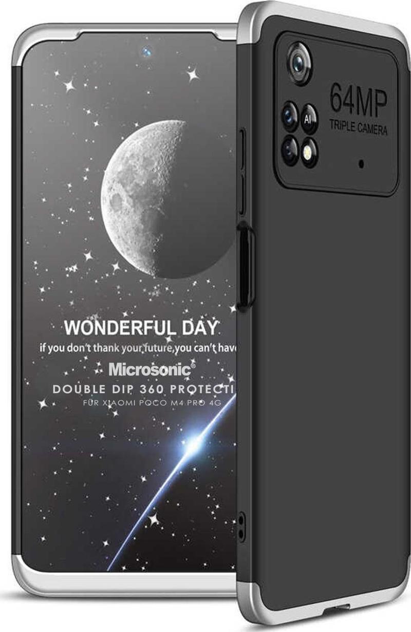 Xiaomi Poco M4 Pro 4G Kılıf Double Dip 360 Protective Siyah Gri