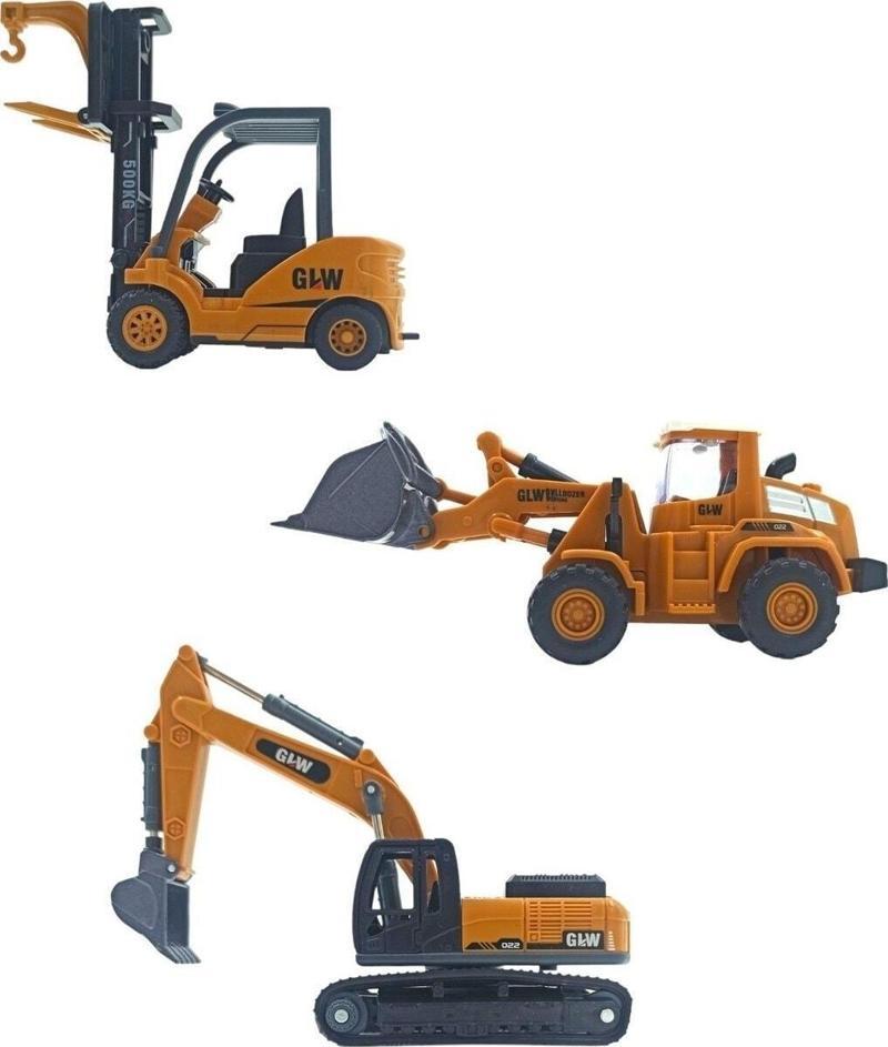 Metal Kepçe Dozer Ve Forklift Set 3'Lü Gwl Oyuncak Iş Makinaları Seti