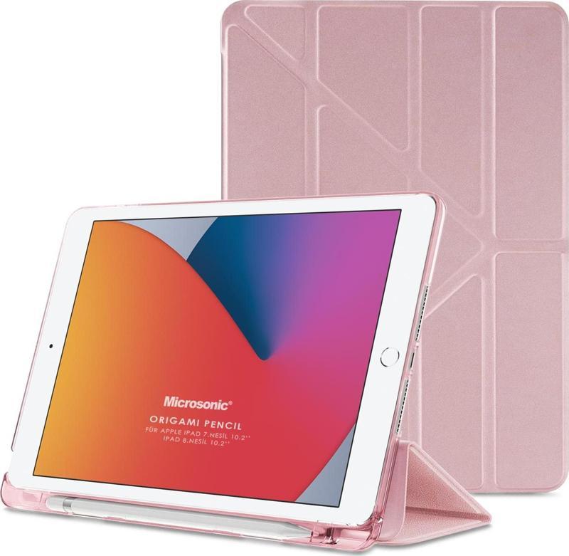 Apple iPad 10.2'' 9. Nesil (A2602-A2604-A2603-A2605) Origami Pencil Rose Gold