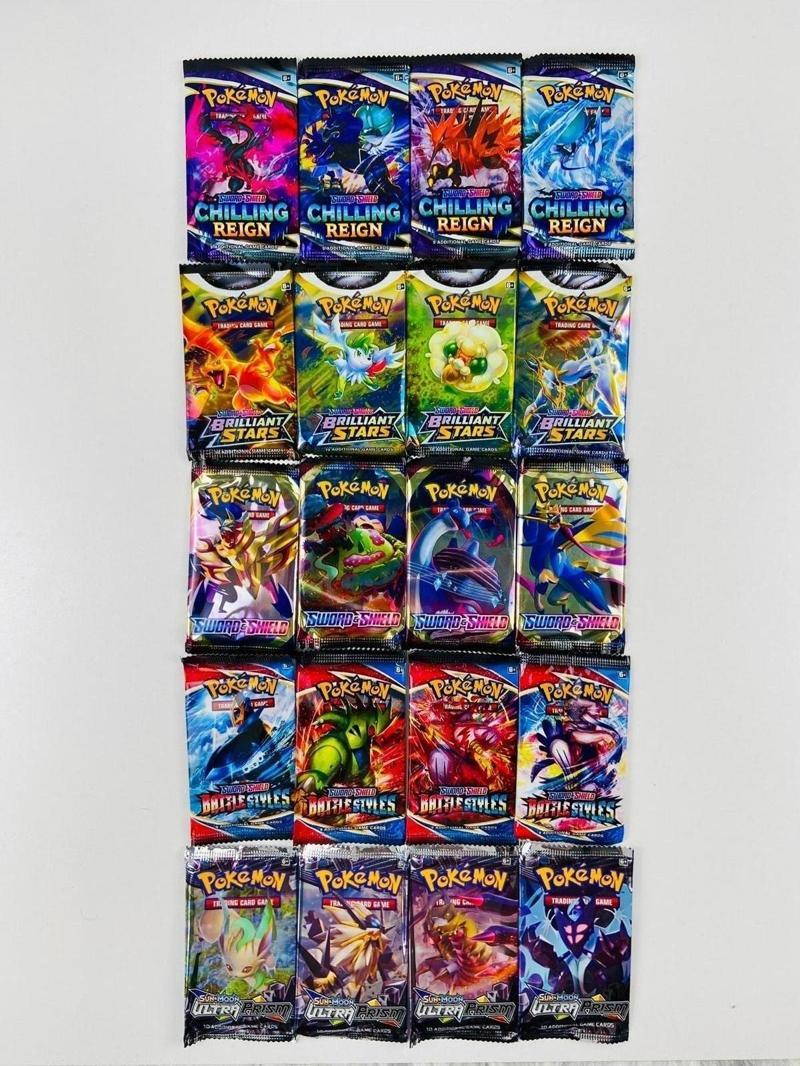 Pokemon 5'li Set 20 Paket 5 Seri Özel Kartlı Pokemon Seti