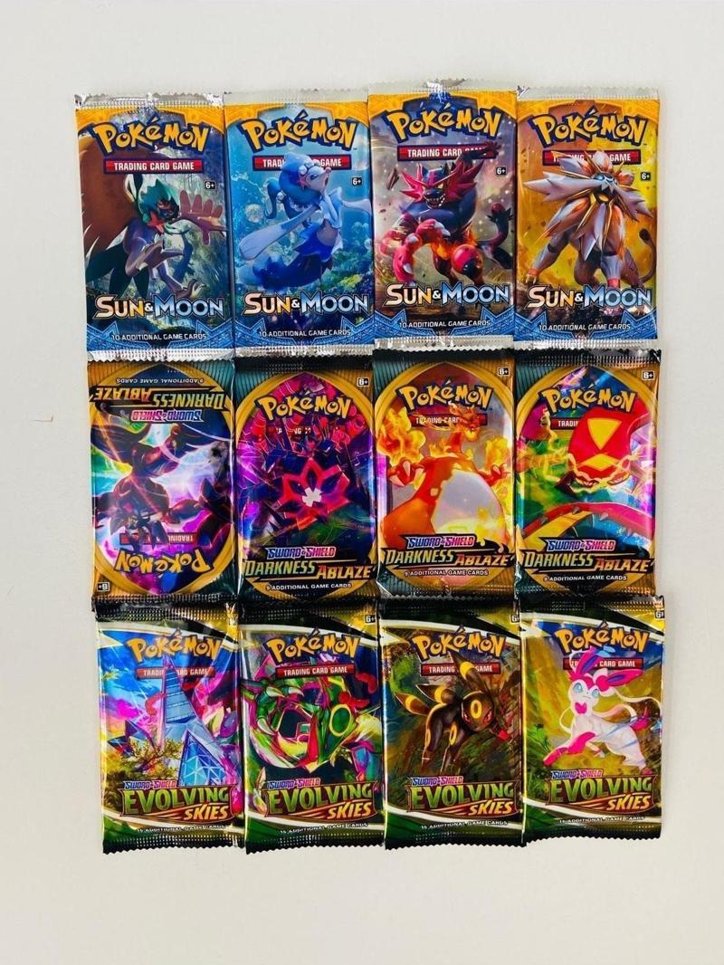 Pokemon Kart 12 Paket Bir Arada 3 Seri Model Pokemon Kart