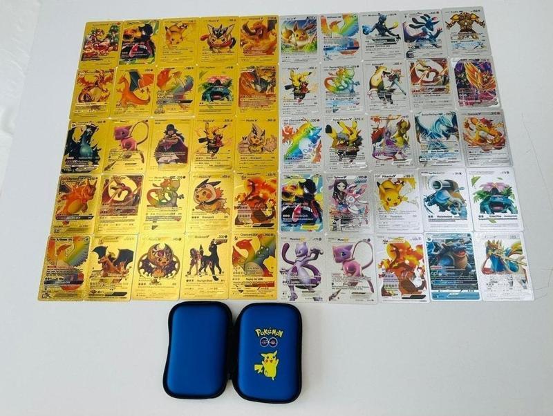 Pokemon Kart Özel Seri Gold Kart & Silver Kart Set 50 Adet Pokemon Kartı Ve Pokemon Taşıma Çantası