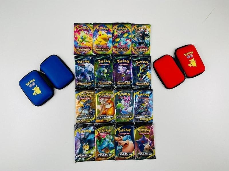 Pokemon Oyun Kartı 4 Set Bir Arada 16 Paket Ve 2 Adet Pokemon Kart Koruma Çantası