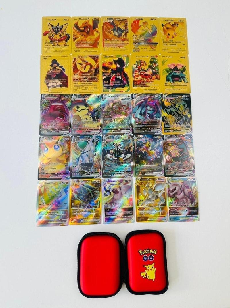 Pokemon Özel Seri V-star,v-max & Gold Kart Seri Bir Arada 25 Adet Kart Ve Taşıma Çantası