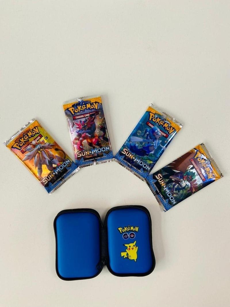 Pokemon Sunmon&moon Oyun Kartı 4 Paket Ve Kart Koruma Çantası