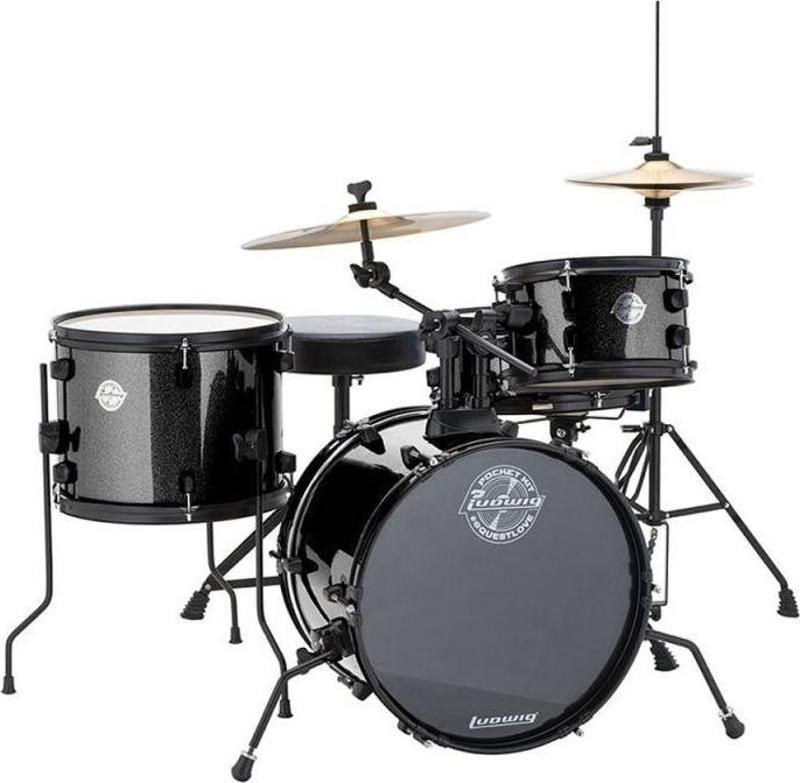 The Pocket Kit By Questlove Black Sparkle Çocuklar için Akustik Davul Seti