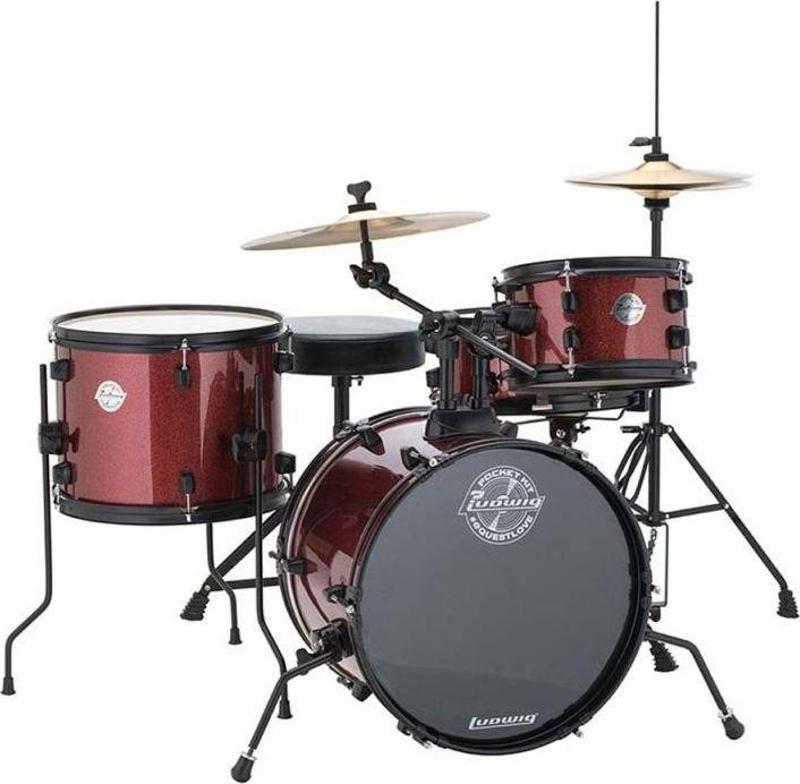 The Pocket Kit By Questlove Wine Red Sparkle Çocuklar için Akustik Davul Seti