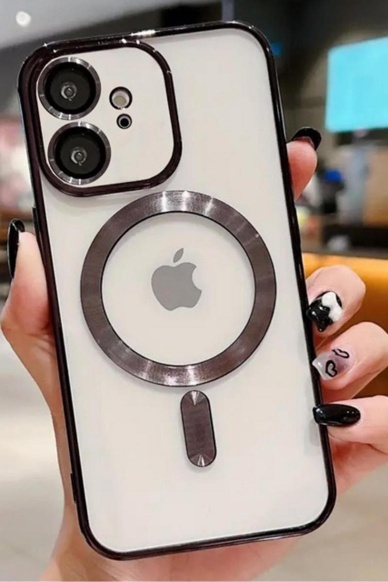 Magsafe Iphone 11 Uyumlu Lens Korumalı Lazer Kesim Metalik Renk (Kablosuz Şarj Özellikli)