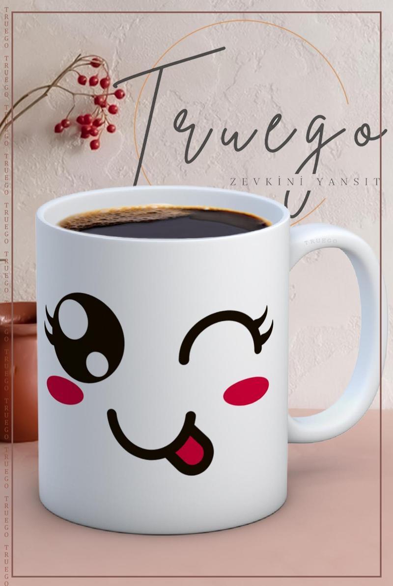 Baskılı Kupa Bardak Seramik Mug - Şımarık Emoji