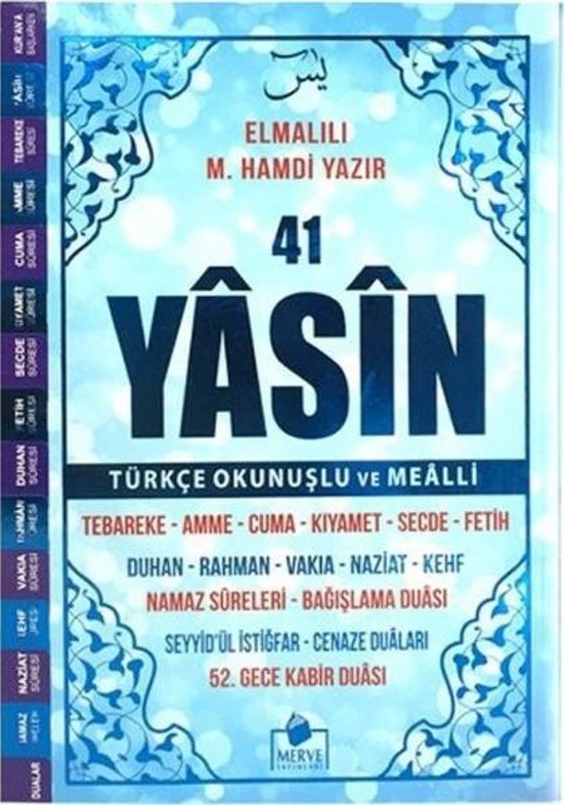 41 Yasin Türkçe Okunuşlu-Mavi Kapak Orta Boy