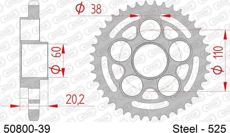 DUCATI 796 MONSTER / 848 EVO /1100 MONSTER  ÇELİK ARKA DİŞLİ #525