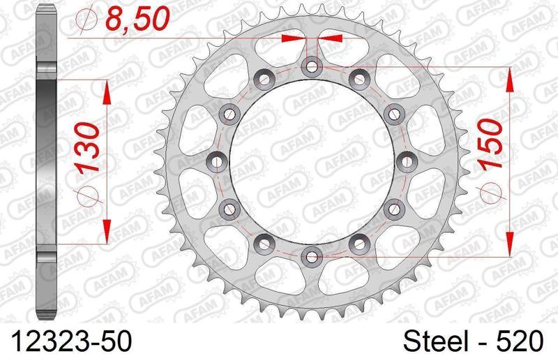 YAMAHA WR 250F 07-16, WR 450F 16-20 ÇELİK ARKA DİŞLİ #520