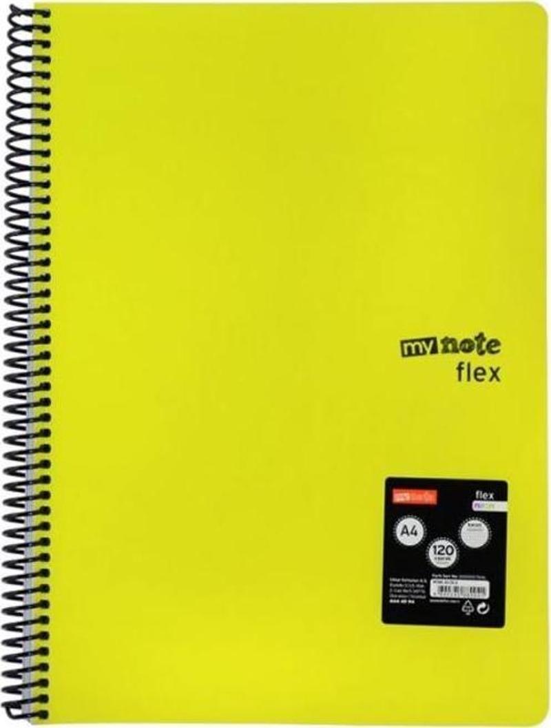 Mynote Flex Neon A4 120 Yaprak Spiralli Çizgili Defter