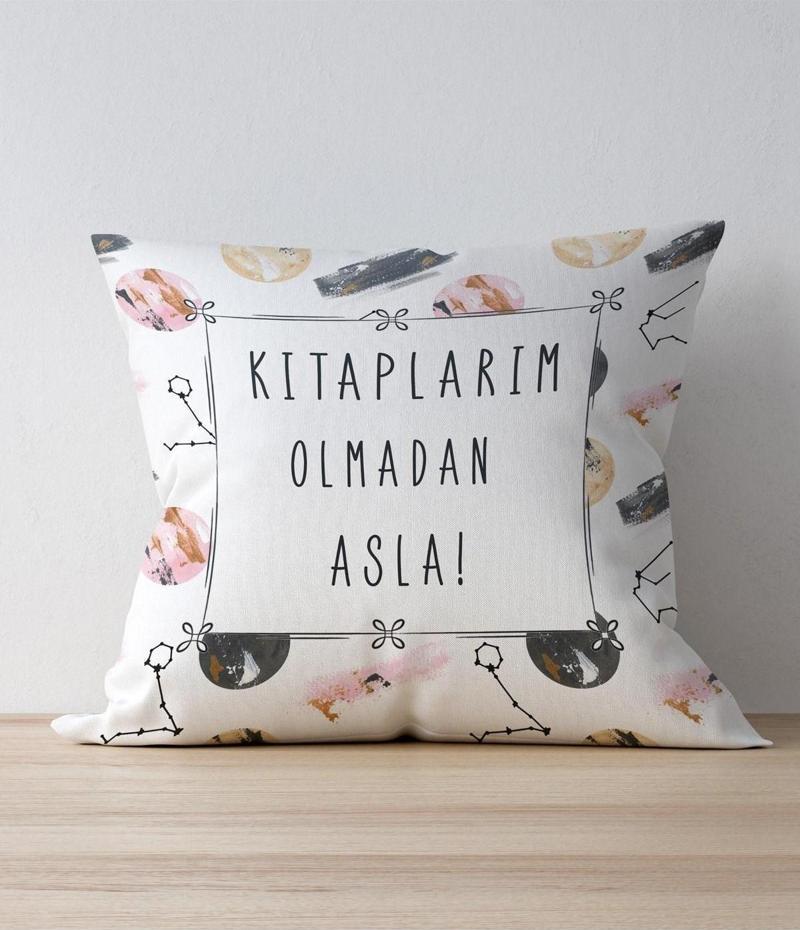 Kırlent Kılıfı Kitaplarım Olmadan Asla