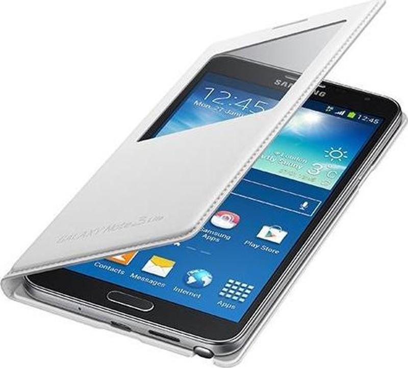 Galaxy Note 3 Neo ile Uyumlu S View Cover Kılıf Beyaz EF-CN750BWEGWW (Out)