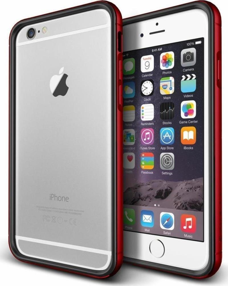 iPhone 6 Plus/6S Plus ile Uyumlu Iron Bumper Kılıf Black Kiss Red