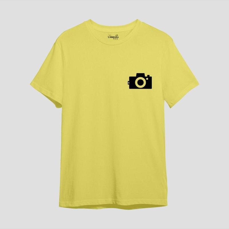 Photograph Baskılı Sarı Oversize T-shirt