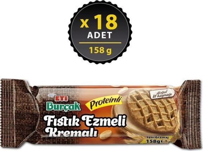 Burçak Fıstık Ezmeli Kremalı Proteinli 158 gr x 18 Adet