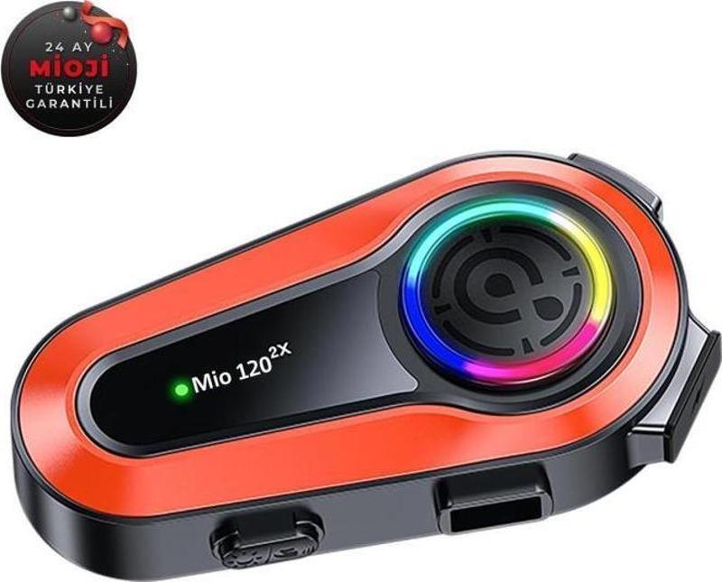 Mio 120 2x RGB 1000mAh IPX6 1500m 2 Kişilik Kask Intercom Motosiklet Bluetooth Kulaklık