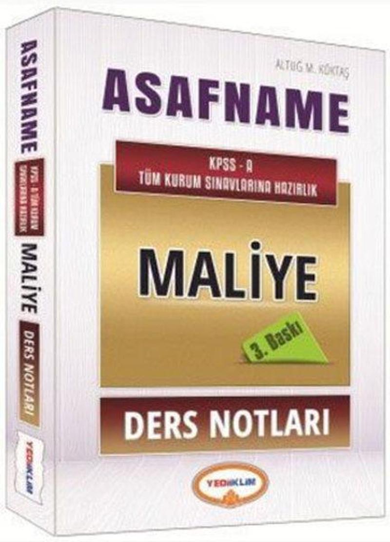 Yediiklim 2016 KPSS Asafname Maliye Ders Notları