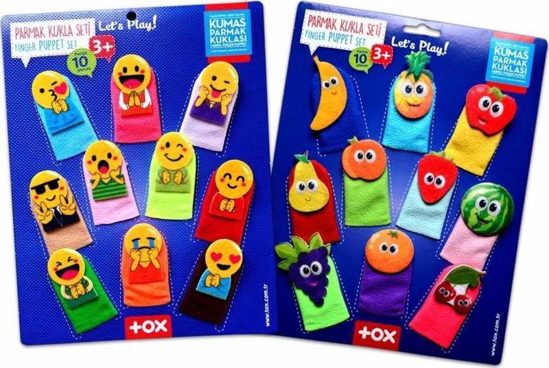 2 Set - 20 Parça Tox Emojiler ve Meyveler Parmak Kukla T106 T105