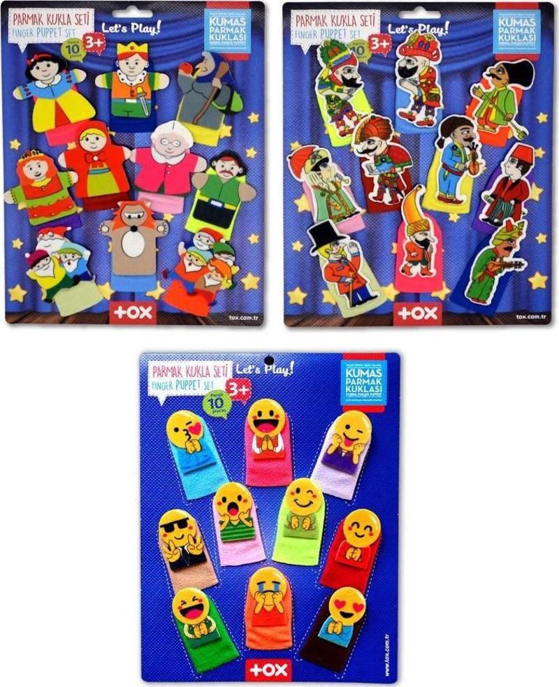 3 Set - 30 Parça Tox Masal Kahramanları, Karagöz Hacivat ve Emojiler Parmak Kukla T225 T106 T224