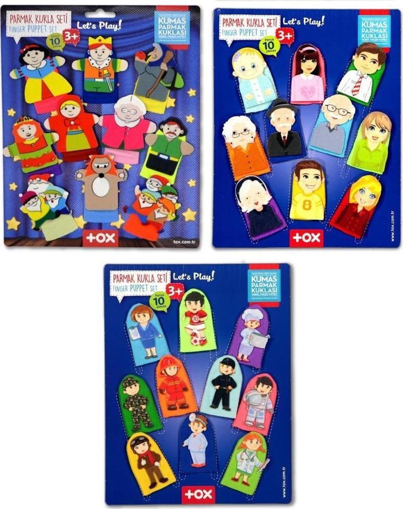 3 Set - 30 Parça Tox Masal Kahramanları, Meslekler ve Aile Bireyleri Parmak Kukla T751 T761 T225