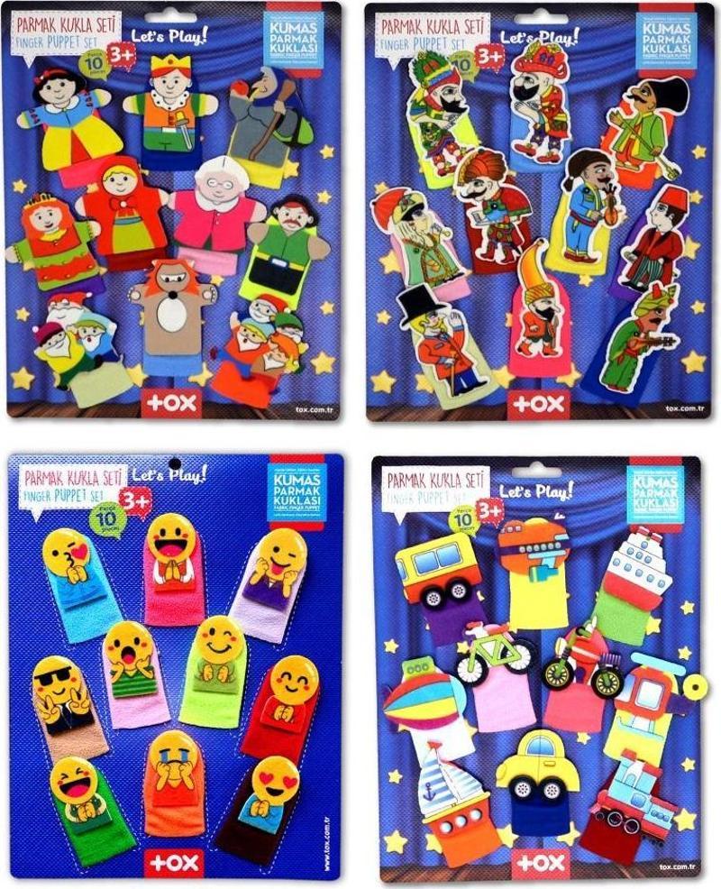 4 Set - 40 Parça Tox Masal Kahramanları , Emojiler, Karagöz  Hacivat ve Taşıtlar Parmak Kukla T106 T181 T224 T225